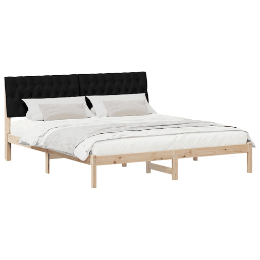 Estrutura de Cama de casal moderno com Cabeceira Estofada Castanho 180 x 200 cm
