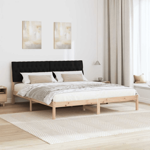 Estrutura de Cama de casal moderno com Cabeceira Estofada Castanho 180 x 200 cm