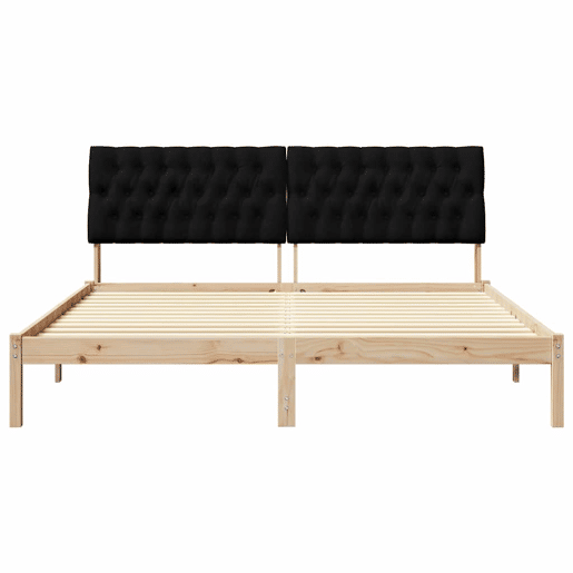 Estrutura de Cama de casal moderno com Cabeceira Estofada Castanho 180 x 200 cm