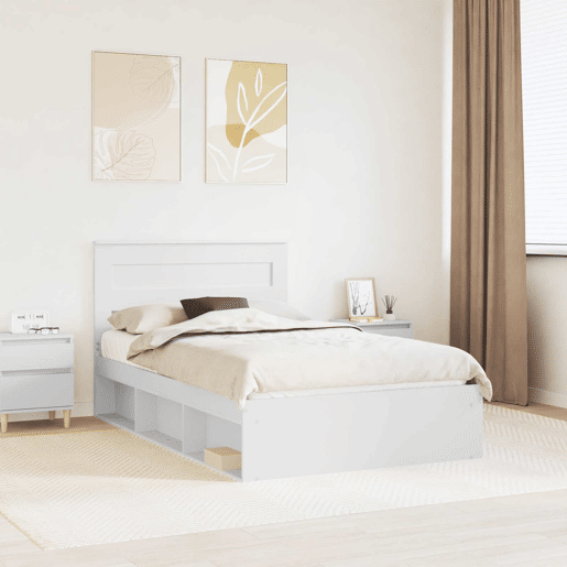 Estrutura da Cama de casal simple com cabeceira Branco 120 x 200 cm