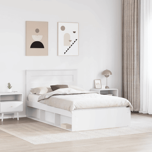 Estrutura da Cama de casal simple com cabeceira Branco 120 x 200 cm
