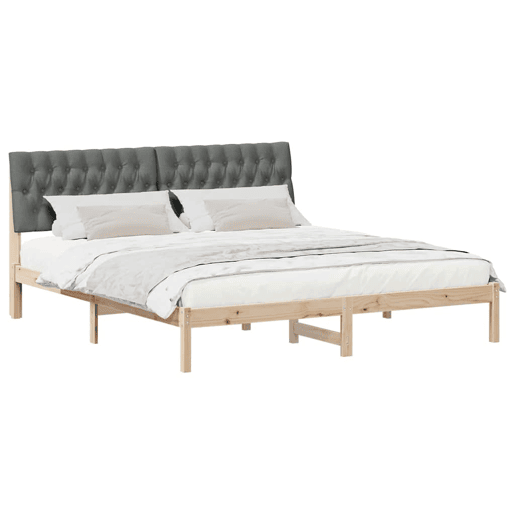 Estrutura de Cama de casal moderno com Cabeceira Estofada Castanho 180 x 200 cm