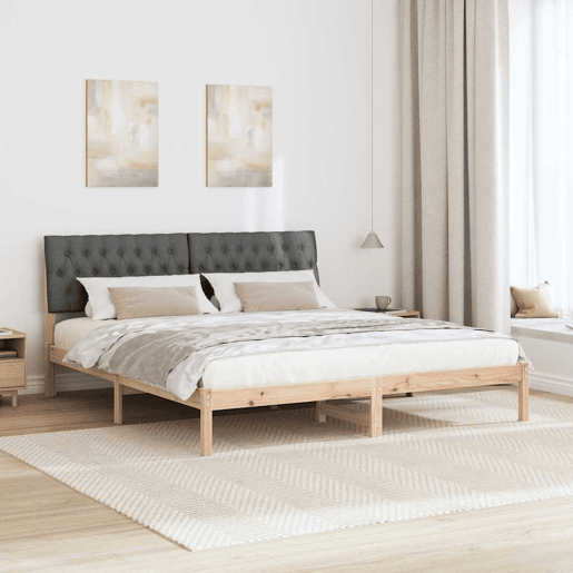 Estrutura de Cama de casal moderno com Cabeceira Estofada Castanho 180 x 200 cm