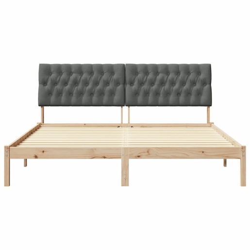 Estrutura de Cama de casal moderno com Cabeceira Estofada Castanho 180 x 200 cm