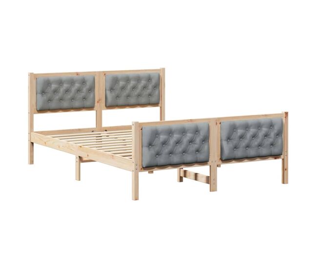Estructura de cama matrimonial comodidad con cabecera - gris claro 140 x 200 cm