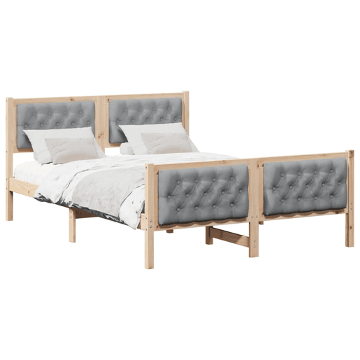 Estrutura da Cama de casal simple com cabeceira Cinzento-claro 140 x 200 cm