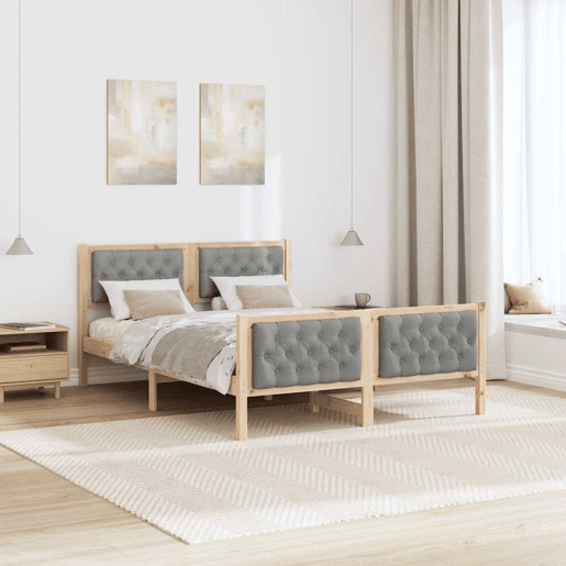 Estrutura da Cama de casal simple com cabeceira Cinzento-claro 140 x 200 cm