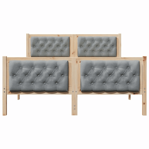 Estrutura da Cama de casal simple com cabeceira Cinzento-claro 140 x 200 cm