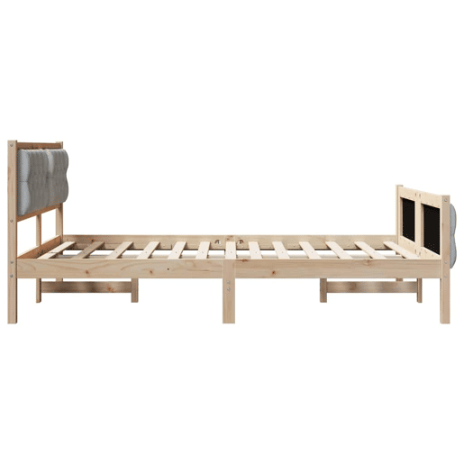 Estrutura da Cama de casal simple com cabeceira Cinzento-claro 140 x 200 cm
