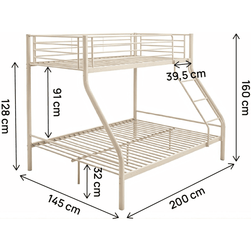 Cama de beliche com base de metal incluída > - 90140 x 190 cm - Cinza-escuro Cama de beliche com base de metal incluída > - 90140 x 190 cm - Cinza-escuro