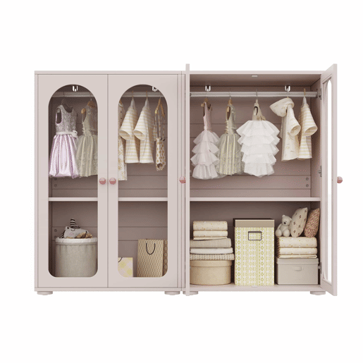 Armário de roupa lacado com 2 portas, 160×50×120 cm u2013 com barra para pendurar roupa, portas transparentes em acrílico, puxadores em cerâmica, armário de arrumação para quarto infantil, conjunto de 2 peças u2013 rosa bebé Armário de roupa lacado com 2 portas, 160×50×120 cm u2013 com barra para pendurar roupa, portas transparentes em acrílico, puxadores em cerâmica, armário de arrumação para quarto infantil, conjunto de 2 peças u2013 rosa bebé