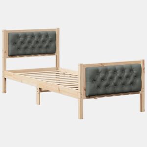 Estrutura de cama de solteiro para adultos com cabeceira Cinza Escuro 75 x 190 cm