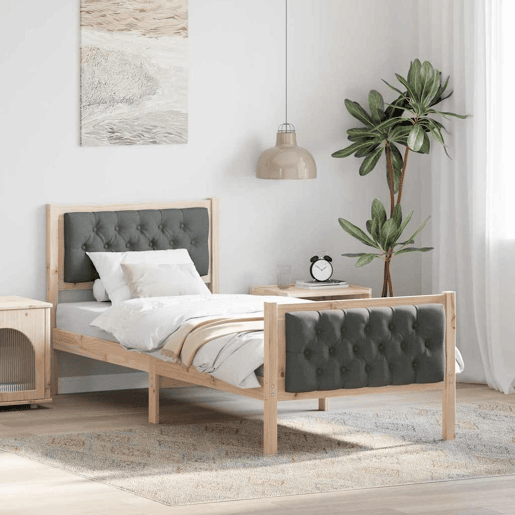 Estrutura de cama de solteiro para adultos com cabeceira Cinza Escuro 75 x 190 cm