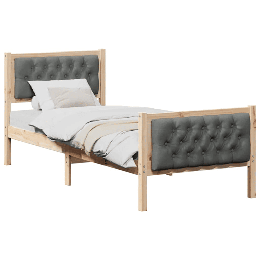 Estrutura de cama de solteiro para adultos com cabeceira Cinza Escuro 75 x 190 cm
