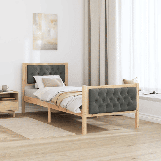 Estrutura de cama de solteiro para adultos com cabeceira Cinza Escuro 75 x 190 cm