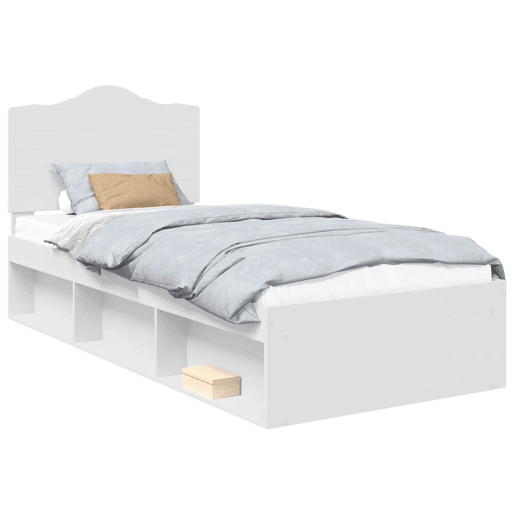Estrutura de cama de solteiro para adultos - Branco 90 x 200 cm Madeira de Pinheiro Sólida