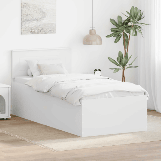 Estrutura de cama de solteiro para adultos - Branco 75 x 190 cm Madeira processada
