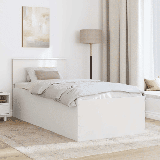 Estrutura de cama de solteiro para adultos - Branco 75 x 190 cm Madeira processada