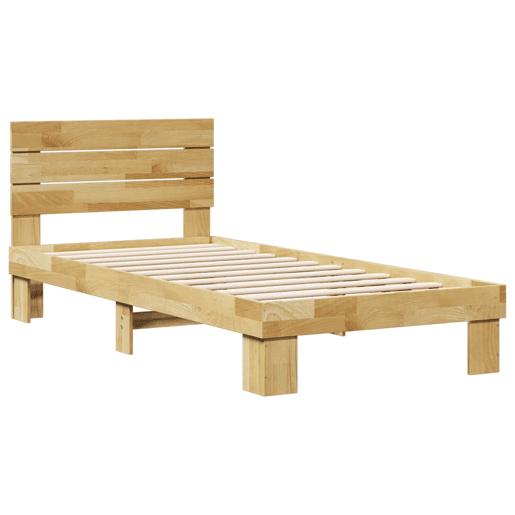 Estrutura de cama de solteiro para adultos cabeceira 75x190 cm maciça carvalho