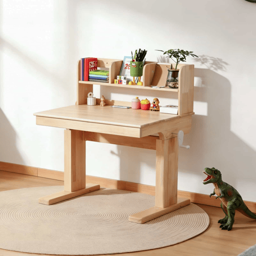 Mesa infantil - altura ajustável, tampo rebatível de 0° a 43°, com espaço de arrumação, certificado de segurança - Natural Mesa infantil - altura ajustável, tampo rebatível de 0° a 43°, com espaço de arrumação, certificado de segurança - Natural