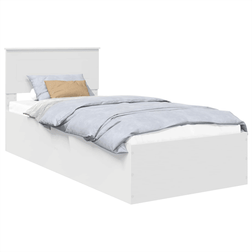 Estrutura de cama de solteiro para adultos - Branco 90 x 190 cm Madeira processada Estrutura de cama de solteiro para adultos - Branco 90 x 190 cm Madeira processada