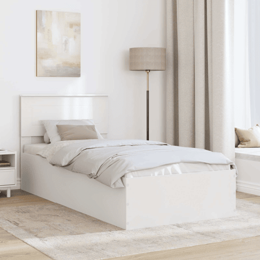 Estrutura de cama de solteiro para adultos - Branco 90 x 190 cm Madeira processada Estrutura de cama de solteiro para adultos - Branco 90 x 190 cm Madeira processada