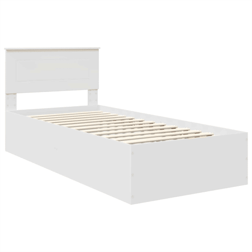 Estrutura de cama de solteiro para adultos - Branco 90 x 190 cm Madeira processada Estrutura de cama de solteiro para adultos - Branco 90 x 190 cm Madeira processada