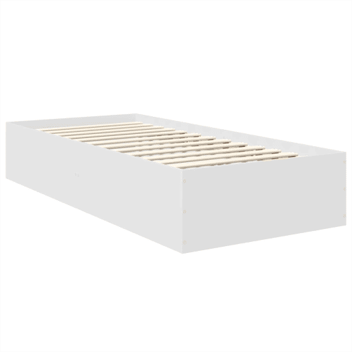 Estrutura de cama de solteiro para adultos - Branco 90 x 190 cm Madeira processada Estrutura de cama de solteiro para adultos - Branco 90 x 190 cm Madeira processada