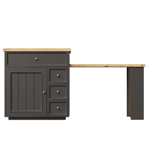 Ilha de cozinha extensível 120-184 cm - com gavetas, rodízios e bancada com efeito de madeira para cozinha e bar - preto