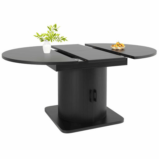 Mesa de jantar extensível com arrumação - multifuncional, com prateleiras extraíveis, economiza espaço, tampo em MDF - Preto
