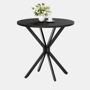 Mesa redonda de 80 cm - pés em X, ideal para a cozinha, sala de jantar, escritório em casa, varanda ou como mesa de centro - preta