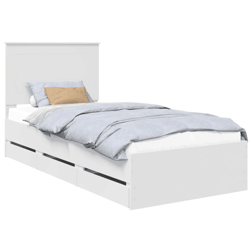 Estrutura de cama de solteiro para adultos Branco 90 x 200 cm Madeira de Engenharia