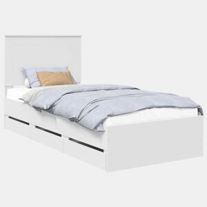 Estrutura de cama de solteiro para adultos Branco 90 x 200 cm Madeira de Engenharia