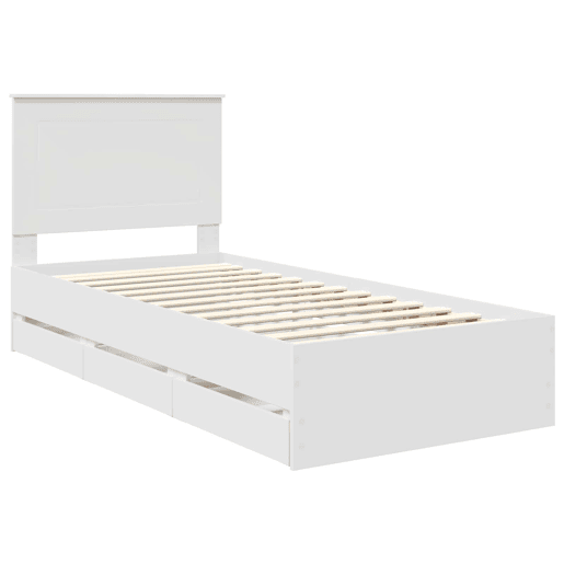 Estrutura de cama de solteiro para adultos Branco 90 x 200 cm Madeira de Engenharia