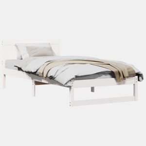 Estrutura de cama de solteiro para adultos - Branco 90 x 190 cm Madeira de Pinheiro Sólida