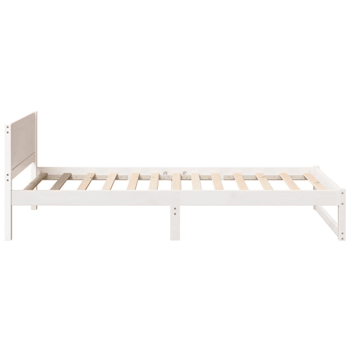 Estrutura de cama de solteiro para adultos - Branco 90 x 190 cm Madeira de Pinheiro Sólida
