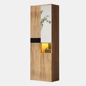 Armário auxiliar de painel de partículas com 3 portas,natural+preto