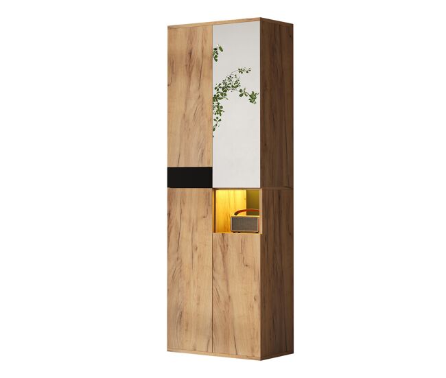 Armario auxiliar de panel de partículas con 3 puertas,natural+negro