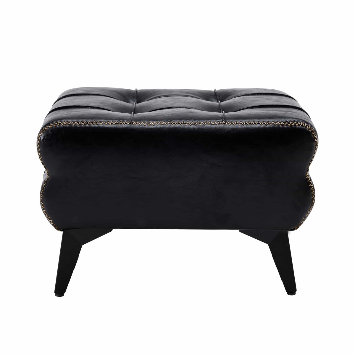 Reposapiés portátil sin tamaño especificado - tapizado en cuero, multifuncional, con patas metálicas, estilo moderno para salón y dormitorio - negro