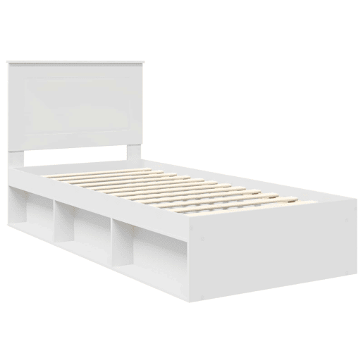 Estrutura de cama de solteiro para adultos - Branco 75 x 190 cm Madeira de Pinheiro Sólida