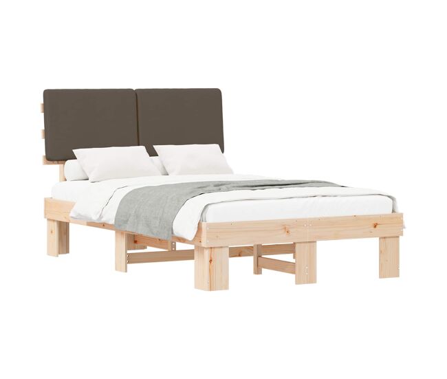 Estructura de cama matrimonial estilo con cabecera tapizada taupé 120 x 200 cm