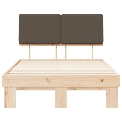 Estrutura de Cama de casal moderno com Cabeceira Estofada Cinzento-acastanhado