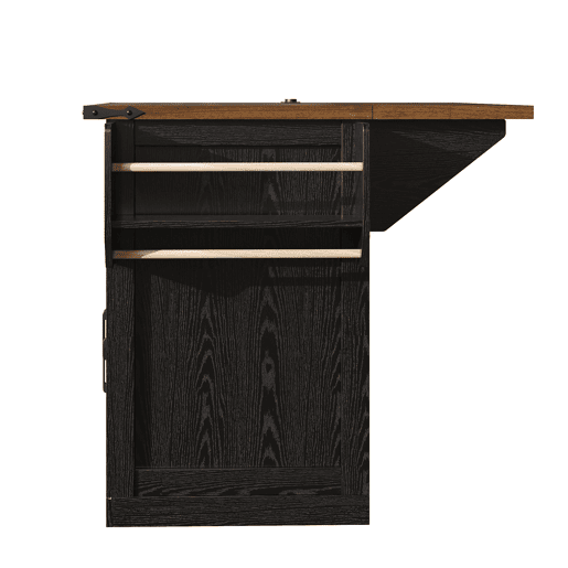 Carrinho de cozinha de ilha 91 cm - bancada extensível com tomada elétrica, capacidade de carga de 75 kg - preto