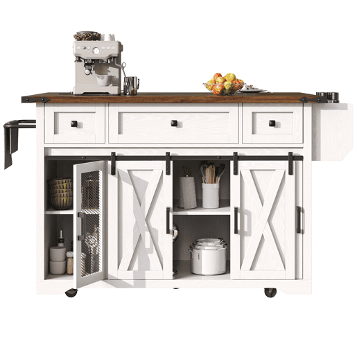 Carro de cozinha com 91 cm de altura - bancada extensível e ligação elétrica - branco