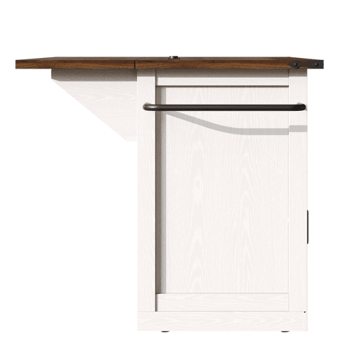 Carro de cozinha com 91 cm de altura - bancada extensível e ligação elétrica - branco