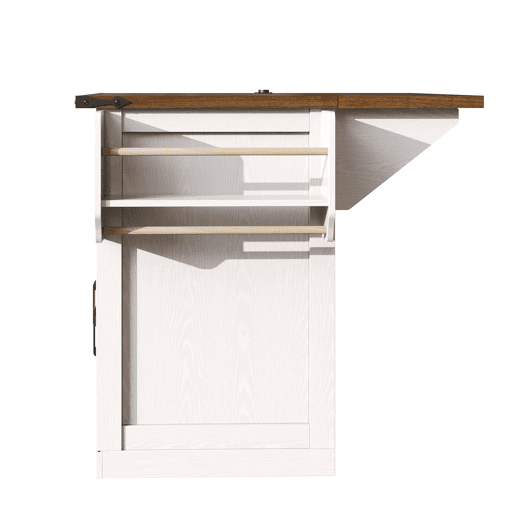 Carro de cozinha com 91 cm de altura - bancada extensível e ligação elétrica - branco