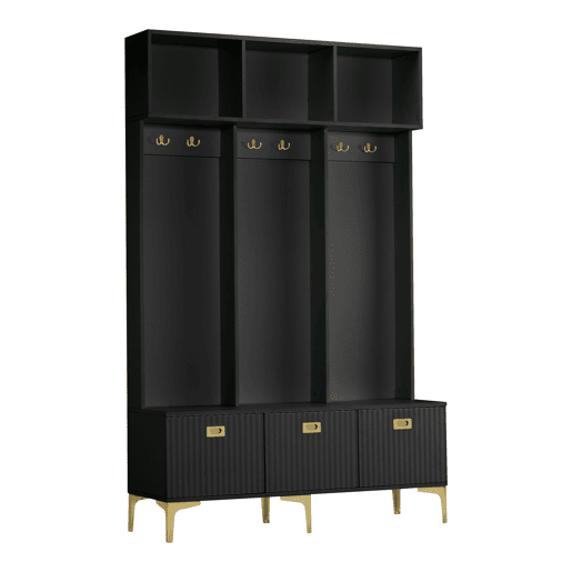 Móvel de entrada de painel de partículas com sapateira,preto