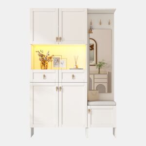 Móvel de entrada de painel de partículas com sapateira e espelho,branco