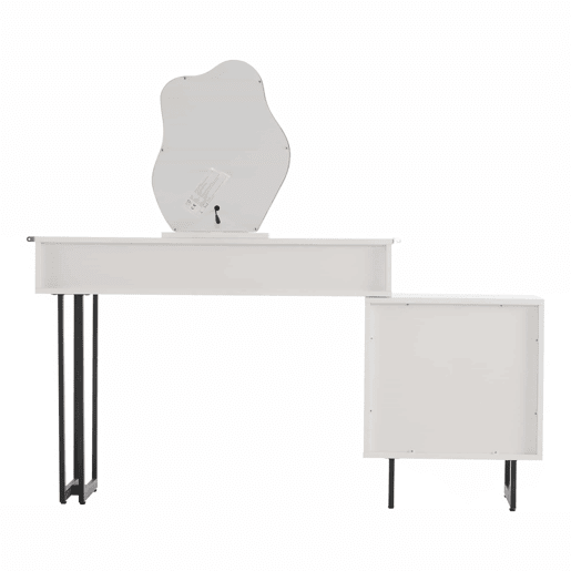 Penteadeira 100x76x40 cm - com espelho, iluminação LED de 3 cores e tampo extensível - Branco