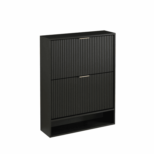 Aparador 80 x 24 cm - frente com ranhuras, prateleiras ajustáveis, sistema anti-tombamento, consola decorativa para a entrada - Preto Aparador 80 x 24 cm - frente com ranhuras, prateleiras ajustáveis, sistema anti-tombamento, consola decorativa para a entrada - Preto